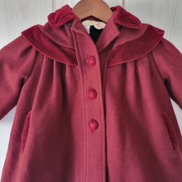Vintage Petite Coquette Wool Children’s Girl Sz 2 Quilted/Lined, Velvet Trim EUC - Picture 3 of 11